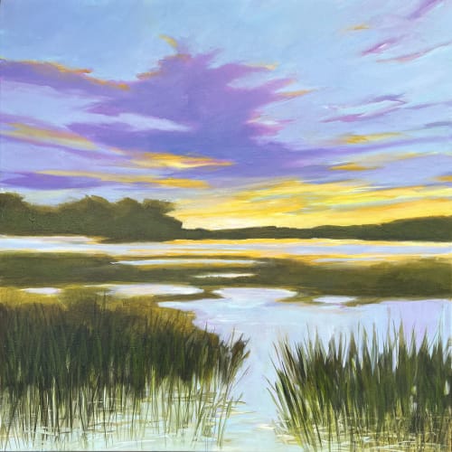 A Moment in Time - low country sunset painting on canvas | Oil And Acrylic Painting in Paintings by Filomena Booth Fine Art