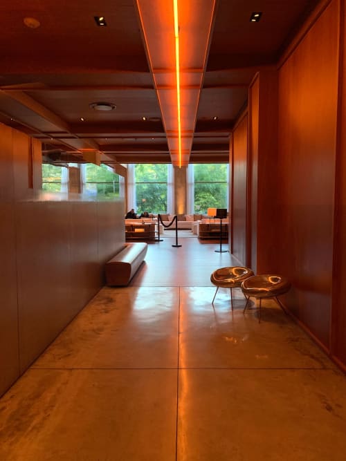 Electric Red Stairway | Architecture by Herzog & de Meuron | PUBLIC Hotel in New York
