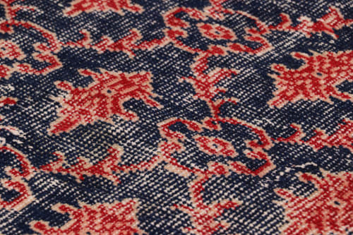 Vintage Zeki Müren Rug in Navy Blue with Red Geometric | Area Rug in Rugs by Rug and Kilim