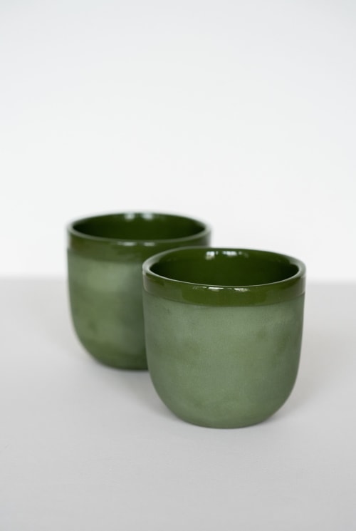 Handmade Porcelain Coffee Cup. Green | Drinkware by Creating Comfort Lab | Miami in Miami