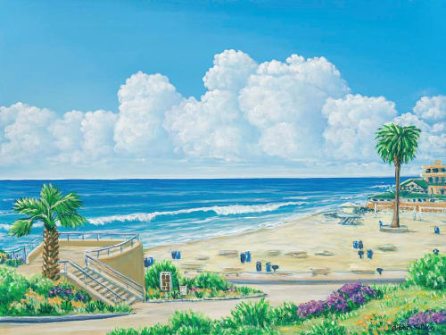 "Moonlight Beach" | Oil And Acrylic Painting in Paintings by Elisabeth Sullivan | Quality Inn Encinitas Near Legoland in Encinitas