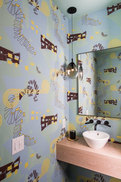 Custom Powder Room Wallpaper | Wallpaper by New Hat Projects | Private Residence, Nashville in Nashville