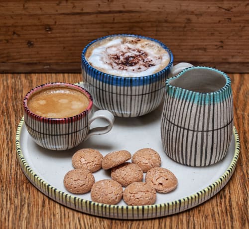 Stoneware coffee set in 'Reeds' design