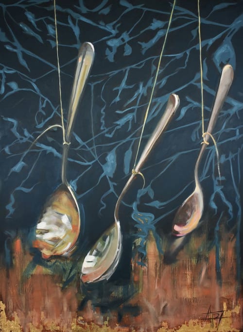 Spoons | Oil And Acrylic Painting in Paintings by Andie Paradis Freeman | Hagood Homes at St. James Plantation in Southport