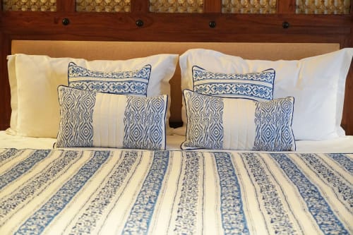 Alternate Indigo Floral Striped Quilt | Linens & Bedding by Jaipur Bloc House