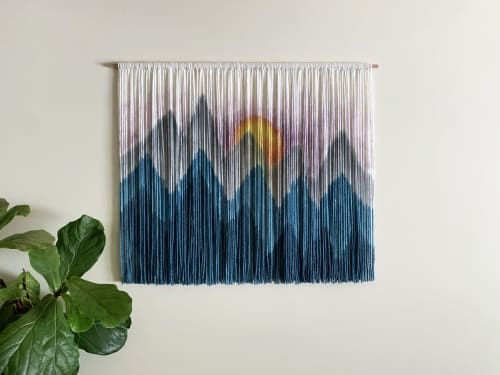 SIERRA PURPLE SUNSET Abstract Mountain Textile Wall Hanging | Macrame Wall Hanging in Wall Hangings by Wallflowers Hanging Art