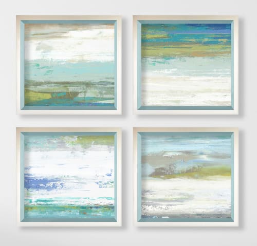 Beach Wash Abstract Set of 4 Framed Giclee Prints | Paintings by Suzanne Nicoll Studio