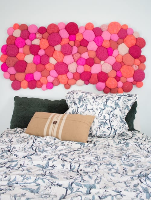 Pink Crocheted Sheepskin Headboard Wall Hanging | Wall Hangings by Ernie and Irene