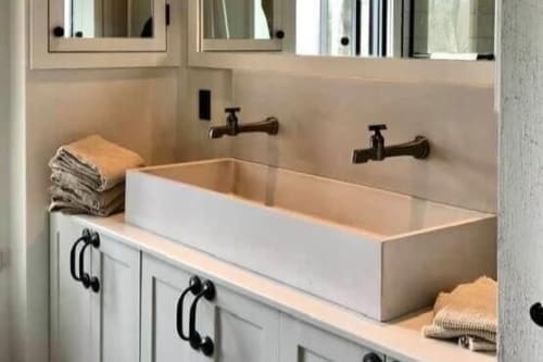 Bathroom Vanity Cabinet and Custom Concrete Sink | Furniture by Wood and Stone Designs