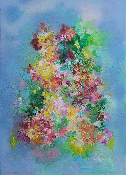 Wish you Flowers nr 10 | Oil And Acrylic Painting in Paintings by Art by Geesien Postema