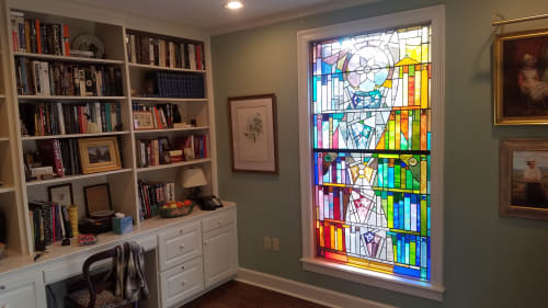 Residential library "bookcase" window | Interior Design by Warren Simmons | Hayes Evelyn MD in Baton Rouge