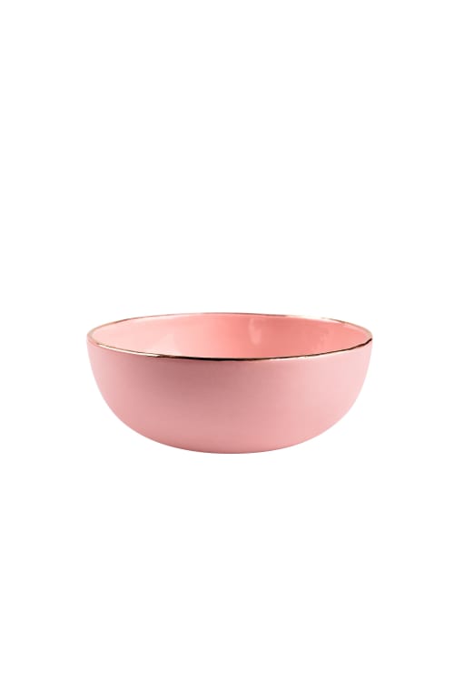 Handmade Porcelain Salad Serving Bowl With Gold Rim. Powder | Serveware by Creating Comfort Lab