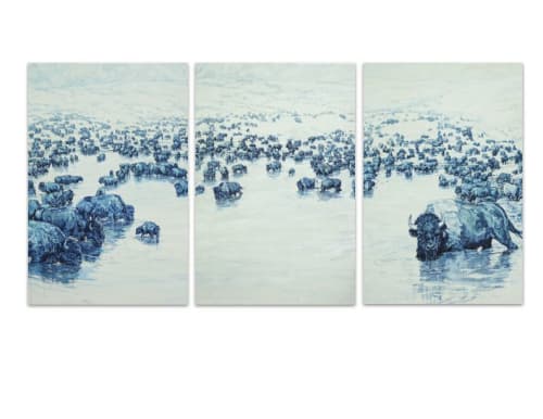 "1868"  migrating bison herd | Paintings by Patricia A Griffin | Gallery Wild in Jackson