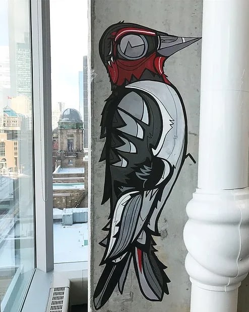 Woodpecker Mural | Murals by fatspatrol | Vector Institute in Toronto