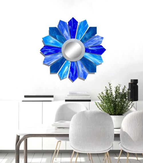 "Sunburst AH" Glass and Metal Wall Art Sculpture/Mirror | Wall Sculpture in Wall Hangings by Karo Studios