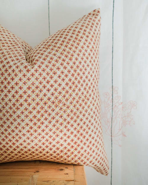 Zainab - Hand Block-printed Linen Pillow | Pillows by Soil to Studio | Industry City in Brooklyn