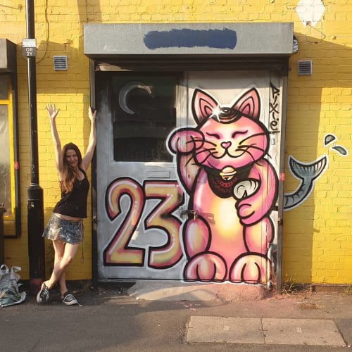 Lucky Cat | Street Murals by Pixie London