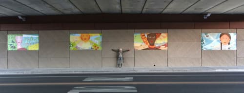 Underpass Mural “The Four Graces” | Street Murals by Yulia Avgustinovich