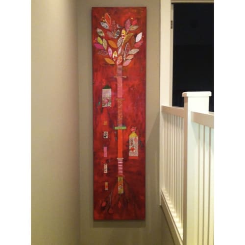 Tree of Life Series: Dr. Zeuss Pink | Mixed Media by Pam (Pamela) Smilow
