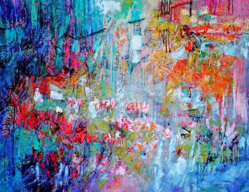 Saturated Dream 48" x 66" Acrylic Painting | Oil And Acrylic Painting in Paintings by Dorothy Fagan Fine Arts
