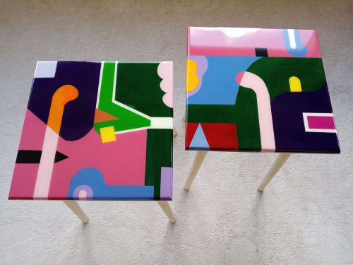 Maximalist Eclectic Abstract Resin Side End Tables | Coffee Table in Tables by Epoxy Coffee Table Shop