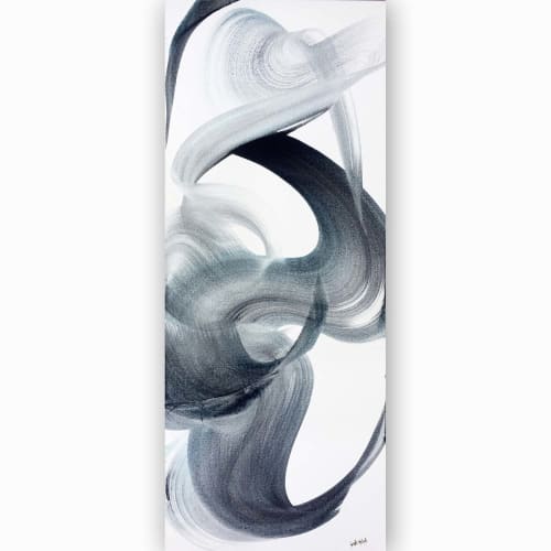 Grace - flowing black and white abstract on canvas | Paintings by Lynette Melnyk