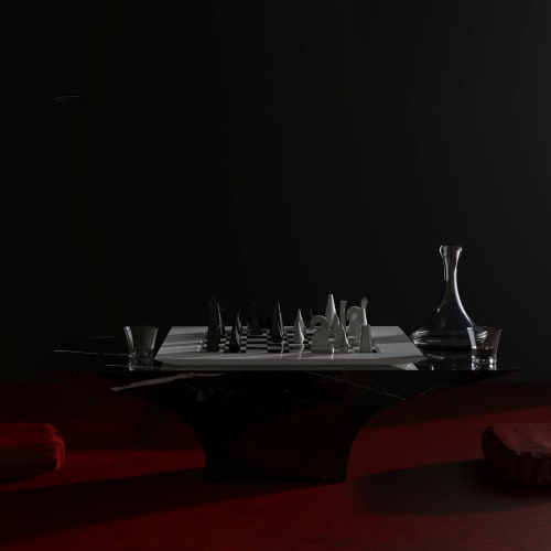 "Metis" Marble chess set in White Carrara and Black Marquina | Ornament in Decorative Objects by Carcino Design