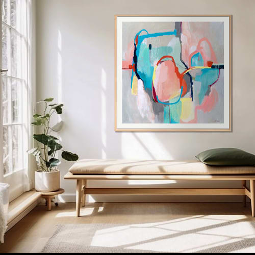 Large Square Abstract Art Print: Heart Bright