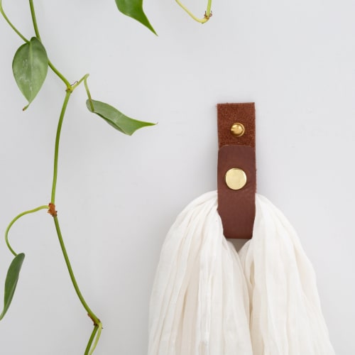 Small Leather Snap Wall Strap [Round End] | Hook in Hardware by Keyaiira | leather + fiber | Artist Studio in Santa Rosa