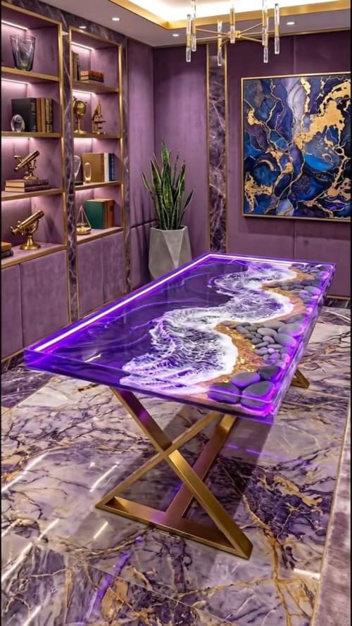 Luxury Purple Ocean Resin Dining Table – Custom Handmade Epo | Tables by SK EPOXY CRAFT