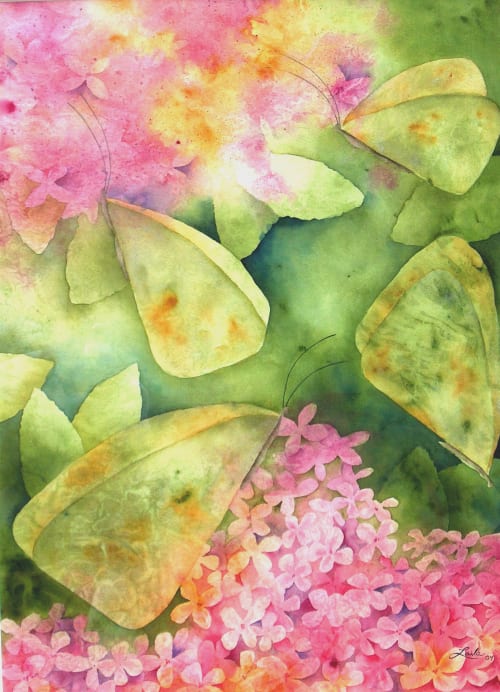 Petals and wings | Watercolor Painting in Paintings by Laila Vazquez
