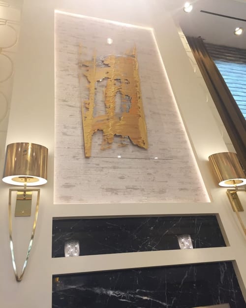 "Gold" | Wall Sculpture in Wall Hangings by Pamela Nielsen Contemporary Art | One Turnberry Place Condo in Las Vegas