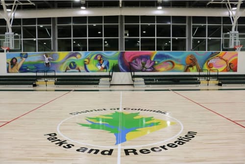 Sports Themed Mural | Murals by Jay F. Coleman | Kenilworth-Parkside Recreation in Washington