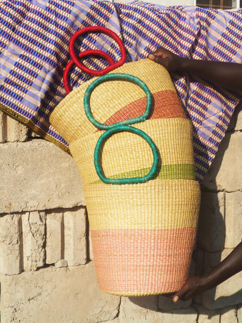 Pink Natural Fiber Toma Basket | Storage by AKETEKETE