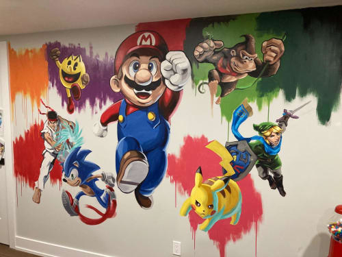 Smash Bros Game Room! | Murals by Art By David Anthony