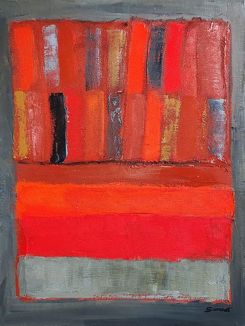 Carmin / Carmine | Oil And Acrylic Painting in Paintings by Sophie DUMONT.