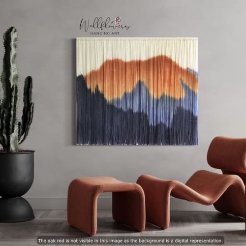 AMBER DUNE Abstract Mountain Landscape Wall Tapestry | Macrame Wall Hanging in Wall Hangings by Wallflowers Hanging Art