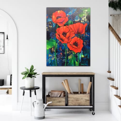 "Always and Forever" Red Poppy Floral Painting | Paintings by Mandy Martin Art