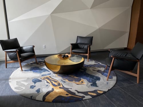 Custom round rug for seating area. | Rugs by Kush Rugs | The Gossamer in Portland