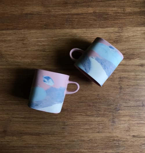 pink nerikomi mug | Cups by Renee's Ceramics