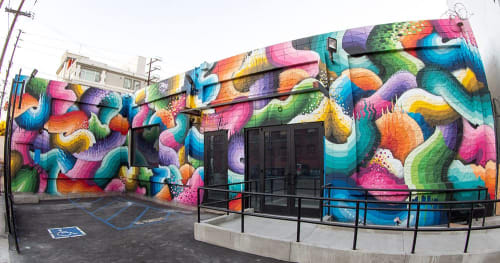 The Container Yard exterior | Street Murals by Ricky Watts | The Container Yard in Los Angeles