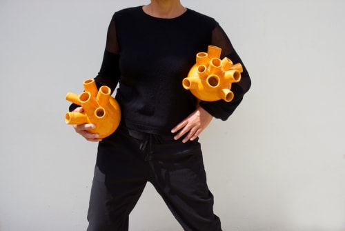 Hydra Vase - Juicy Orange low | Vases & Vessels by niho Ceramics