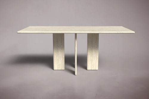 Luna Rectangular Travertine Dining Table | Tables by HamamDecor LLC