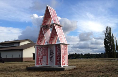 Cultural House of Cards | Public Sculptures by David Franklin | Green Hill School in Chehalis