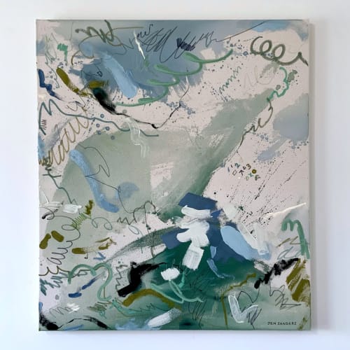 Portrait or landscape? - 30" x 35" - Acrylic and mixed media | Paintings by Jen Sanders Art