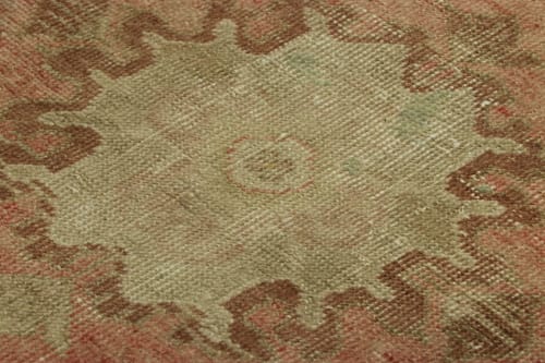 Vintage Turkish Rug in Pink with Green & Cream Floral | Rugs by Rug and Kilim