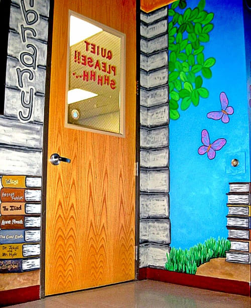 Library Mural at Littleton Academy Charter School by Christine Rose