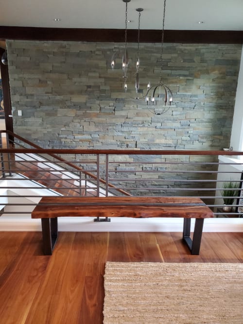 "Columbia River" Live Edge Walnut Bench | Benches & Ottomans by Todd Alan Woodcraft