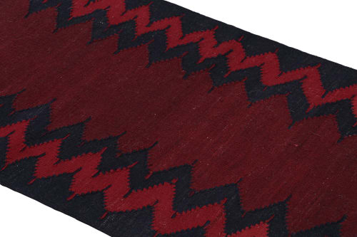 Vintage Afghan Kilim Runner in Burgundy with Chevrons | Rugs by Rug and Kilim
