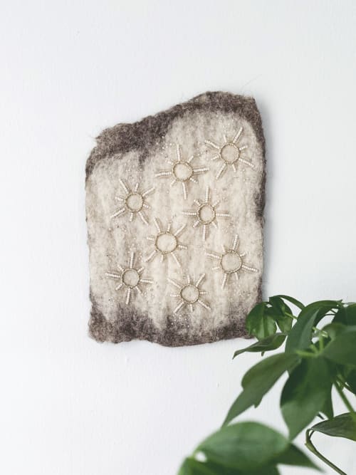 Radiance Bead Embroidery on Handmade Felt | Wall Hangings by Ernie and Irene